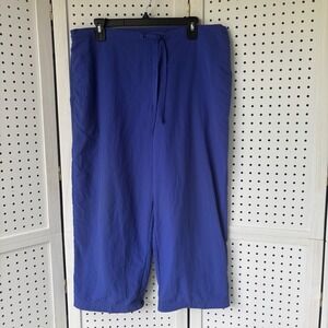 LL Bean Women's Lg Capri Pants Pull On Drawstring Supplex Nylon Royal Blue